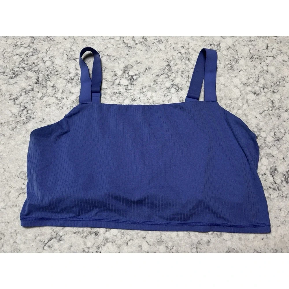 OFFLINE by Aerie Real Me Recharge Sports Bra XXL Blue Ribbed Low Support - Picture 1 of 5
